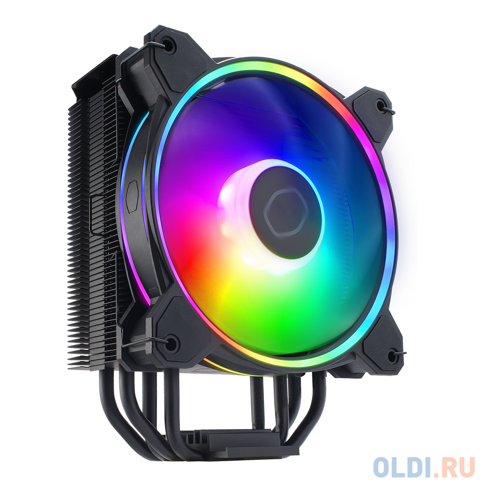 Кулер для процессора/ Cooler Master Hyper 212 Halo Black (150W, 4-pin, 154mm, tower, Al/Cu, fans: 1x120mm/51.88CFM/27dBA/2050rpm, Black, 1700/1200/115