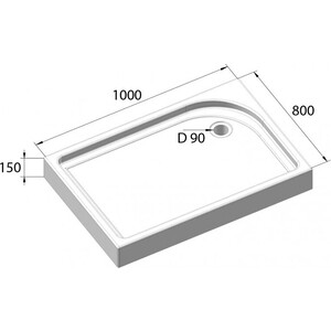 Душевой поддон BelBagno 100х80 правый (TRAY-BB-AH-100/80-15-W-R)