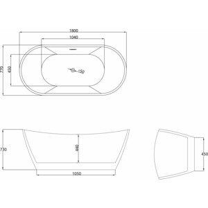 Акриловая ванна Grossman Galaxy 180x75 белая глянцевая (GR-2103)