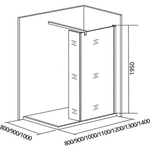 Душевой уголок Good Door Walk-In SP2 90х90 с поддоном, прозрачный, черный (SP2-90-C-B) в Москвe