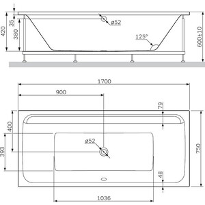 Акриловая ванна Am.Pm Inspire 2.0 170x75 с каркасом и шторкой (W52A-170-075W-A, W52A-170-075W-R, W80S-100PS-150MT)