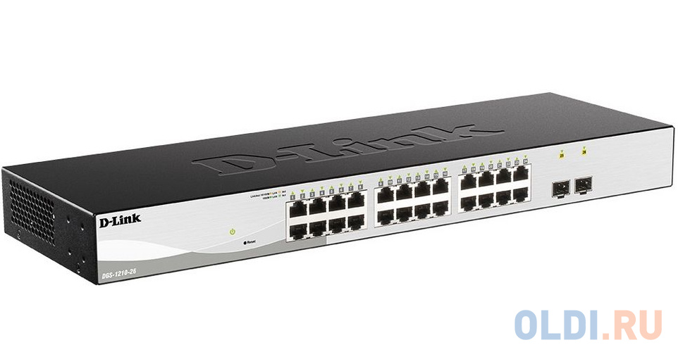 D-Link DGS-1210-26/F3A Настраиваемый коммутатор WebSmart с 24 портами 10/100/1000Base-T и 2 портами 1000Base-X SFP