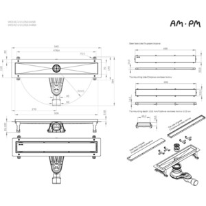 Душевой лоток Am.Pm MasterFlow затвор Tile 50 см, черный (W01SC-U11-050-04BM) в Москвe