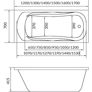 Акриловая ванна 1Marka Classic 170х70 с каркасом (01кл1770 А, 03пу1770) в Москвe