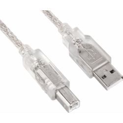Кабель USB 2.0(Am)-USB 2.0(Bm), экранированный, 3м, серебристый/прозрачный Ningbo (846864)