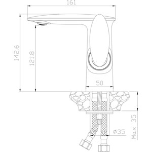 Смеситель для раковины Rossinka Silvermix с донным клапаном, черный\хром (RS30-11B)