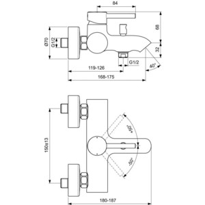 Смеситель для ванны Ideal Standard Kolva белый (BC675U5)