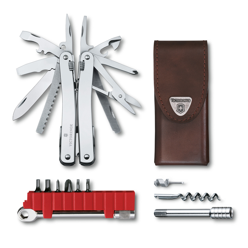 Мультитул Victorinox SwissTool Spirit X Plus Ratchet, 105 мм, 36 функций, кожаный чехол в Москвe