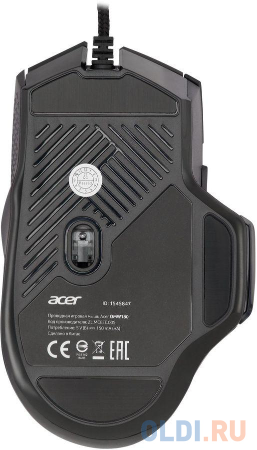 Мышь проводная Acer OMW180 чёрный USB