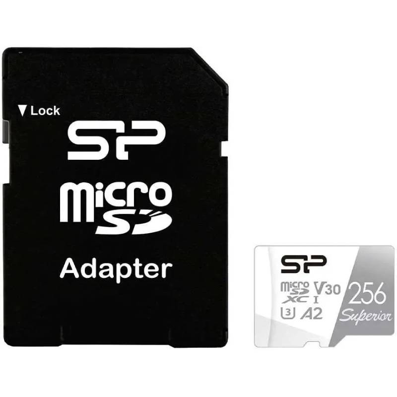 Карта памяти 256Gb - Silicon Power Superior MicroSDXC Class 10 UHS-I U3 SP256GBSTXDA2V20SP с адаптером SD