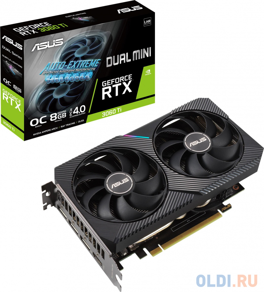 Видеокарта ASUS nVidia GeForce RTX 3060 Ti Dual V2 OC Mini LHR 8192Mb