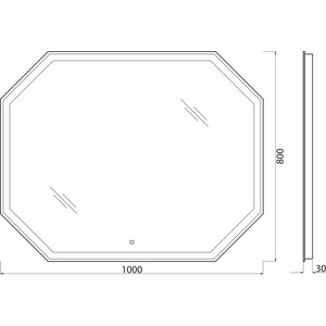 Зеркало BelBagno Spc-Ott 100х80 с подсветкой, сенсор (SPC-OTT-1000-800-LED-TCH)