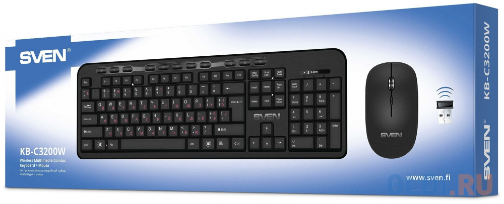 Беспроводной набор клавиатура + мышь Sven KB-C3200W (2,4 GHz, 114 кл, 1000-2000DPI)