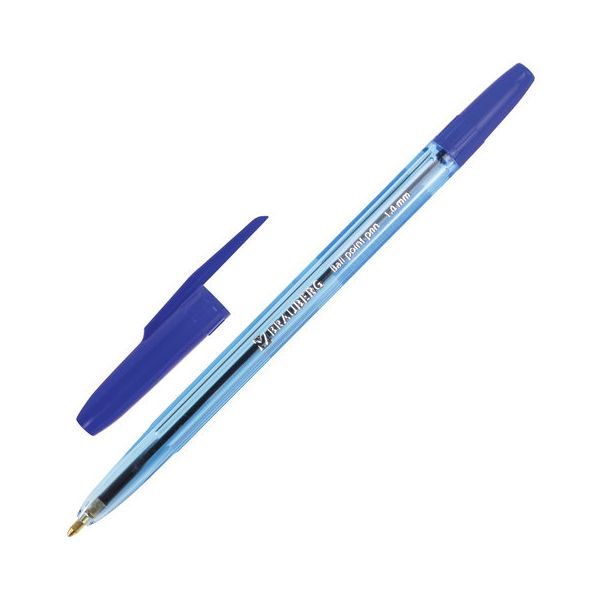 Ручка шариковая BRAUBERG Carina Blue, СИНЯЯ, корпус тонированный синий, узел 1 мм, линия письма 0,4 мм, BP215, (100 шт.)