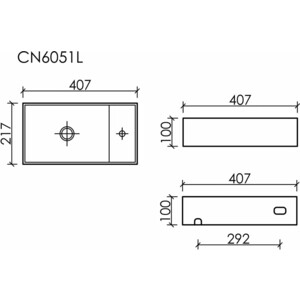 Раковина Ceramicanova Element 41х22 левая, черная матовая (CN6051LMB)