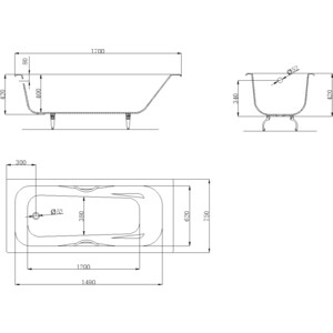 Чугунная ванна OWL 1975 Bjorn 170x75 с ручками, ножки в комплекте (OWLIB191107)
