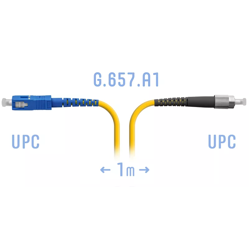 Патч-корд оптический SNR, FC/UPC-SC/UPC, одномодовый, G.657.A1, одинарный, 1м, желтый (SNR-PC-FC/UPC-SC/UPC-A-1m)