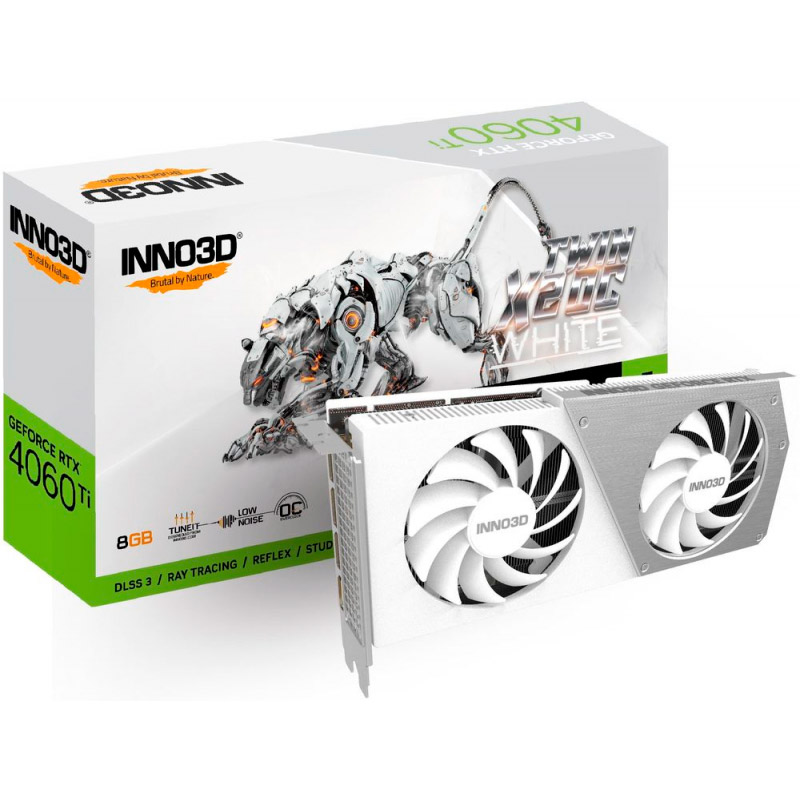 Видеокарта Inno3D GeForce RTX 4060 TWIN X2 OC WHITE 1830MHz PCI-E 8192Mb 17000MHz 128-bit HDMI 3xDP N40602-08D6X-173051W в Москвe