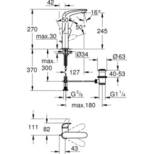 Смеситель для раковины Grohe Eurostyle высокий, с донным клапаном (23718LS3) в Москвe