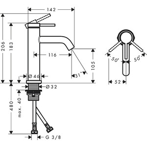 Смеситель для раковины Hansgrohe Tecturis S хром (73311000) в Москвe