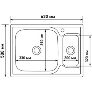 Кухонная мойка Mixline Врезная 63x50 с сифоном, нержавеющая сталь 0,8 мм (4640030862467)