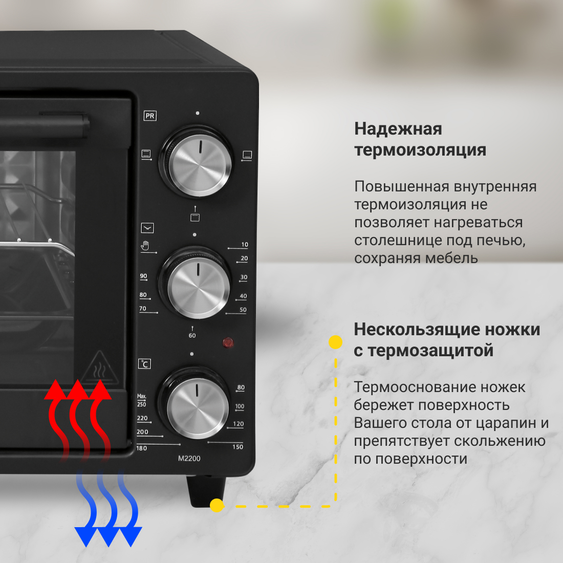 Мини-печь Simfer M2200, 3 режима работы, верхний и нижний нагрев в Москвe