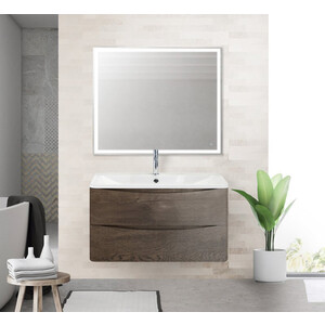 Тумба с раковиной BelBagno Acqua 100 Rovere Nature Grigio (ACQUA-1000-2C-SO-RNG, BB1000/455-LV-MR-ALR)