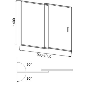 Шторка для ванны Good Door Screen SL 100х140 прозрачная, черный (SL-100-C-B)