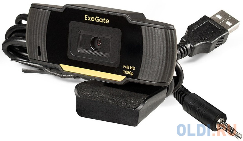 Exegate EX286182RUS Web-камера ExeGate GoldenEye C920 Full HD {матрица 1/3" 2 Мп, 1920х1080, 1080P, USB, микрофон с шумоподавлением, фокус, униве