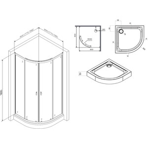 Душевой уголок Am.Pm X-Joy Twin Slide 80x80 с поддоном, прозрачный, матовый хром (W88G-205-080MT64, W88T-205-080W64)