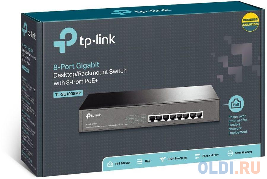 Коммутатор TP-LINK TL-SG1008MP 8-портовый настольный/монтируемый в стойку гигабитный коммутатор с 8 портами PoE+