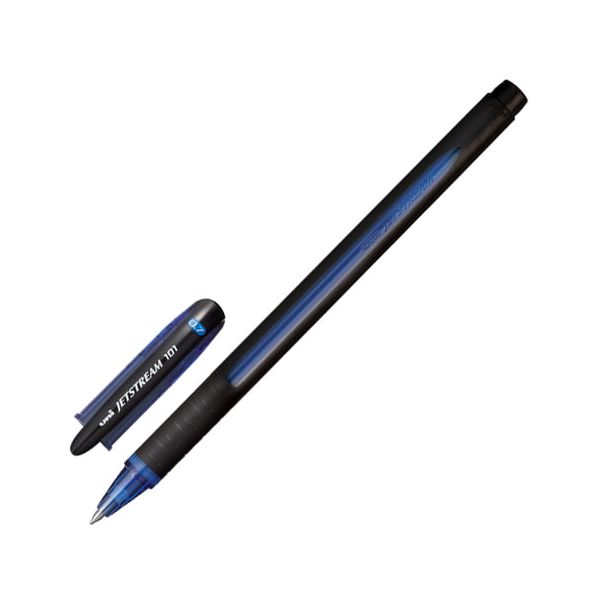 Ручка шариковая масляная с грипом UNI (Япония) JetStream, СИНЯЯ, корпус синий, узел 0,7 мм, линия письма 0,35 мм, SX-101-07 BLUE, (12 шт.)