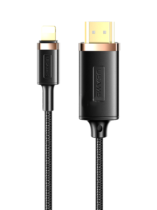 Кабель USAMS US-SJ509 U70 HDMI - Lightning, версия 1.4, 2м, нейлоновая оплетка, черный (SJ509HD01)