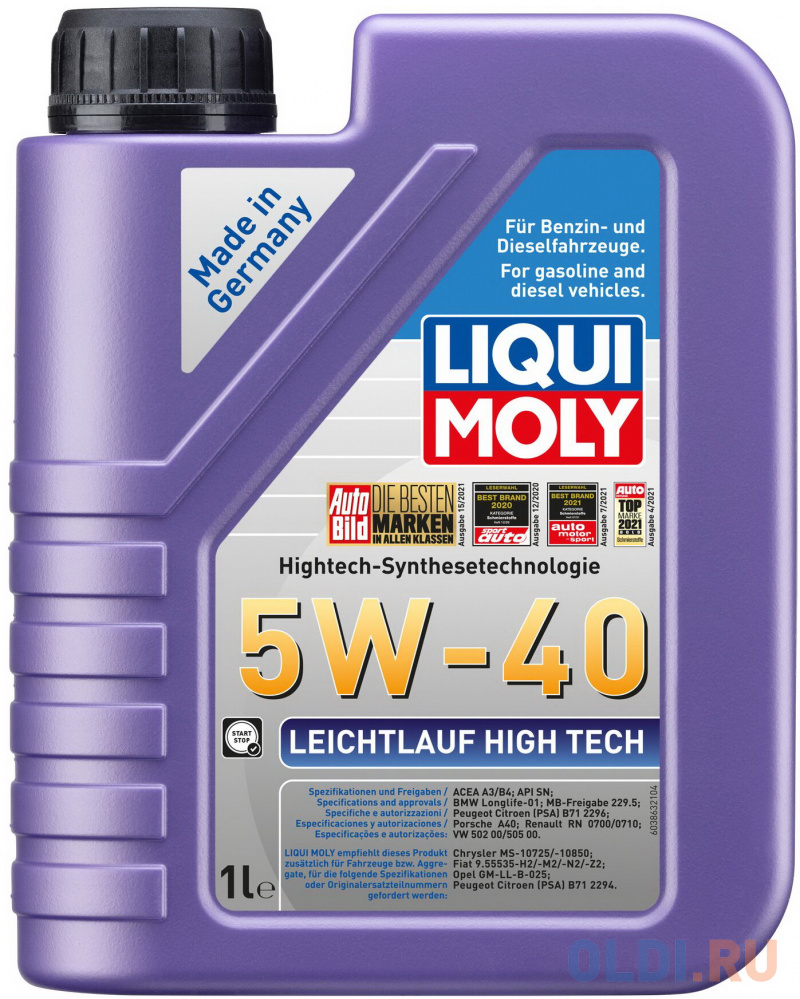 2327 LiquiMoly НС-синт. мот.масло Leichtlauf High Tech 5W-40 SP A3/B4 (1л) в Москвe