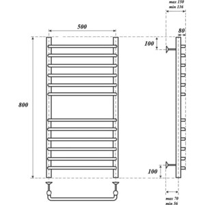 Полотенцесушитель водяной Point П12 500х800 хром (PN09158S)