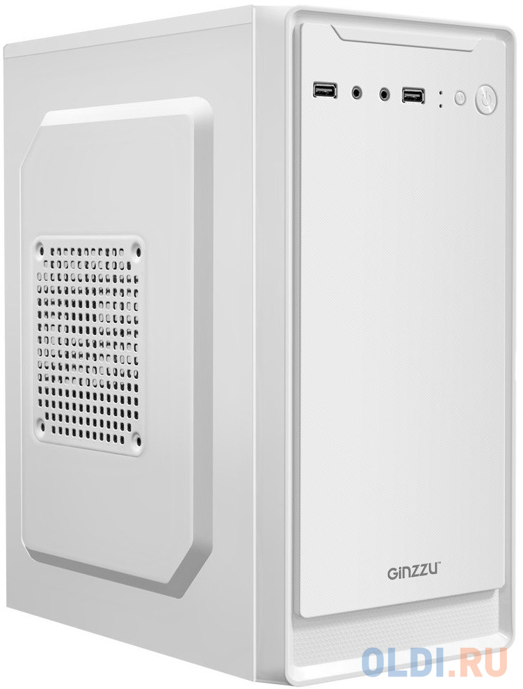 Корпус MiniTower Ginzzu B185 White mATX,2xUSB2.0, белый,w/o PSU, w/o fan (Ginzzu B185)