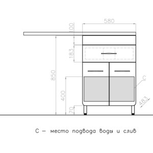 Тумба с раковиной Style line Валеро Люкс 60 (120R) под стиральную машину, белая (4650134472110, 2000949237428)