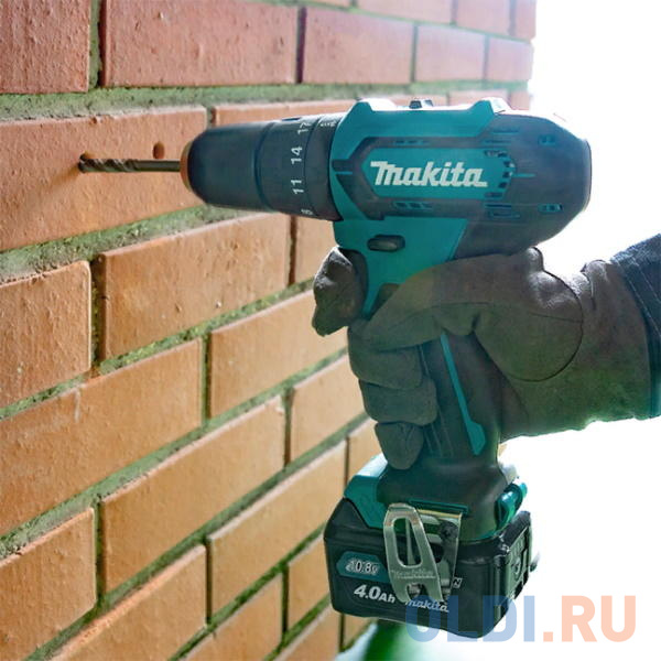 Дрель MAKITA HP333DWME  акк 12В,2х4АчLi-ion(слайдер),БЗП-10мм,0-450\\1700об\\м,30\\14Нм,1.1кг,чем,подсв в Москвe