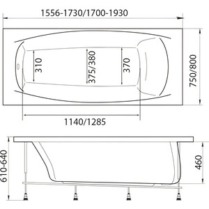 Акриловая ванна Marka One Pragmatika 175х75 с каркасом (01пр17375, 03пр17375)