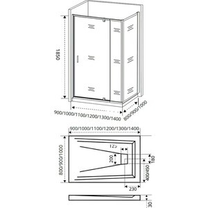 Душевой уголок Good Door Orion WTW-PD+SP 120x90 с поддоном, прозрачный, хром в Москвe