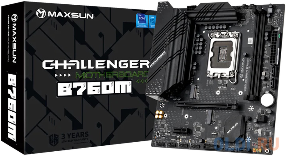 Материнская плата MB Maxsun <MS-Challenger B760M> LGA1700 <B760> 1*PCIEx16, 1*PCIEx4,  2*M.2 , 3*SATA3, HDMI+VGA, mATX, 2*DDR4