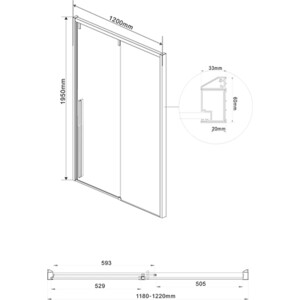 Душевая дверь Vincea Lugano VDS-1L-1 120x195 прозрачная, черная (VDS-1L120CLB-1) в Москвe