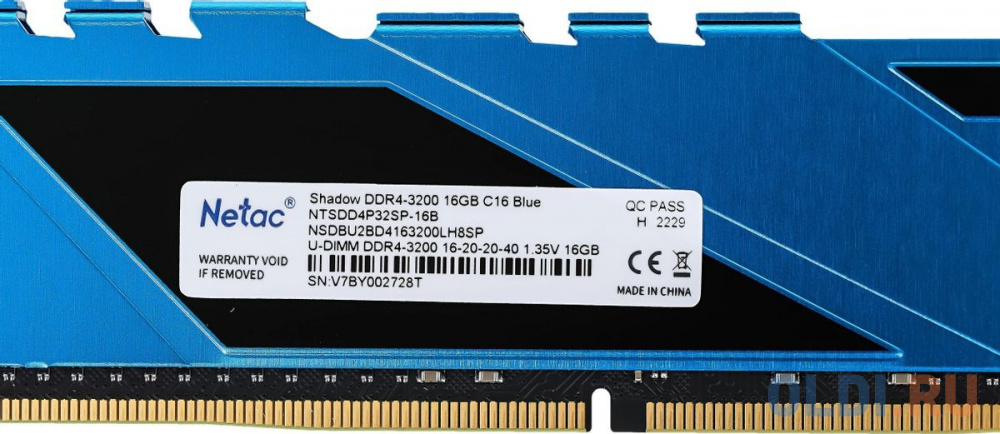 Память DDR 4 DIMM 16Gb PC25600, 3200Mhz, Netac Shadow S NTSSD4P32SP-16W   C16 White, с радиатором