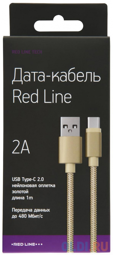 Кабель Type-C 1м Red Line УТ000011691 круглый золотистый