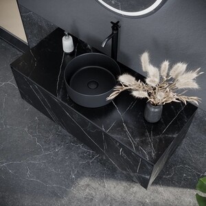 Тумба с раковиной Sancos Stone 120 один ящик, столешница керамогранит, Nero Marquina (ST120NM, CN6032MB)