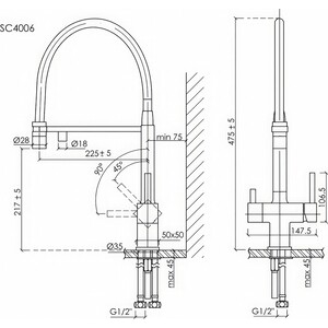 Смеситель для кухни Sancos Moro с подключением фильтра, вороненая сталь (SC4006GG)