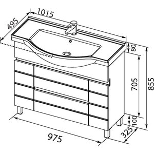 Тумба под раковину Aquanet Доминика 100 белый (171688)