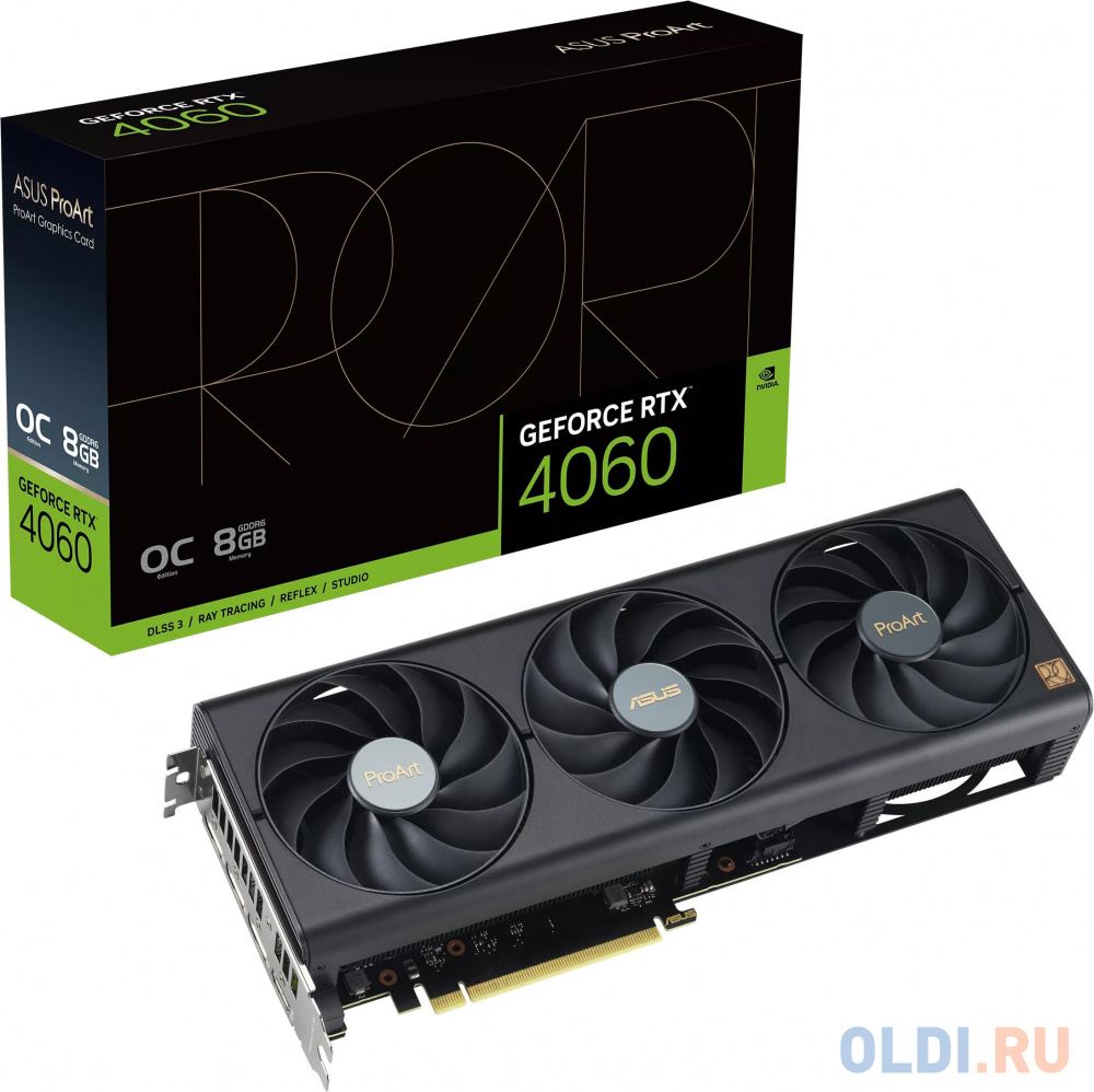 Видеокарта Asus PCI-E 4.0 PROART-RTX4060-O8G NVIDIA GeForce RTX 4060 8192Mb 128 GDDR6 2550/17000 HDMIx1 DPx3 HDCP Ret