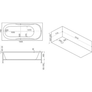 Акриловая ванна BAS Ибица 150х70 с каркасом, без гидромассажа (В 00011)