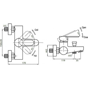 Смеситель для ванны Cezares Laconico (LACONICO-C-VD-01)